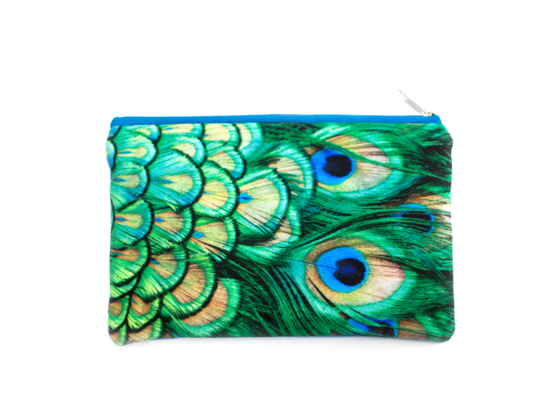 Pouch,  peacock feathers