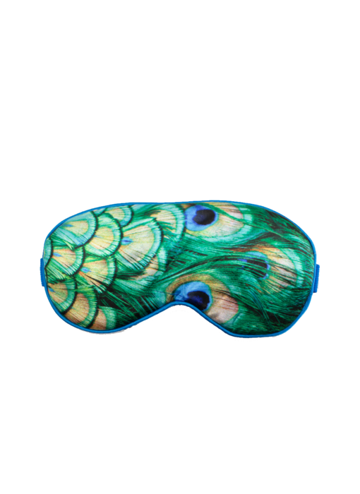 Sleeping mask, peacock feathers
