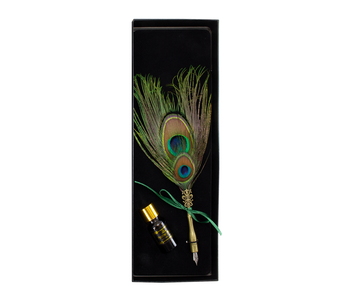 Coffret de Calligraphie, avec plumes de paon et encre