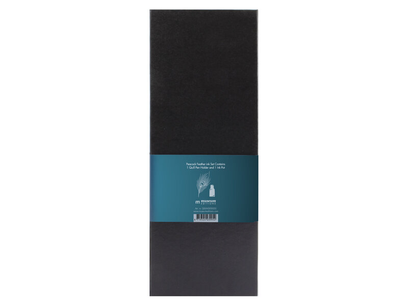 Pfauenfeder-Tintenset, Black Box mit Pfauenfedern und Tinte