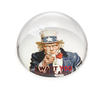 Glazen bolle  presse papier,   I want you