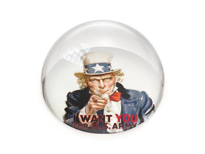 Glazen bolle  presse papier,  Wereld Oorlog  I, I want you