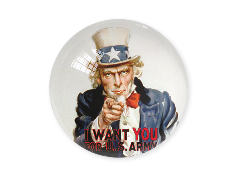 Glazen bolle  presse papier,  Wereld Oorlog  I, I want you