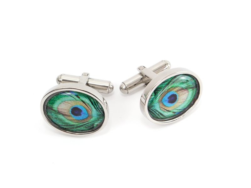 Cufflinks, Peacock feathers