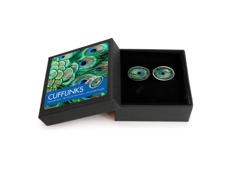 Cufflinks, Peacock feathers