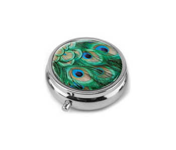 Pill box , Peacock feathers