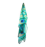 Bufanda de gasa, 68x68 cm, plumas de pavo real