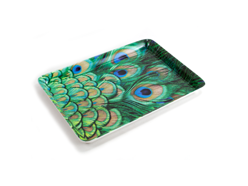 Serving Tray, Mini , Peacock feathers