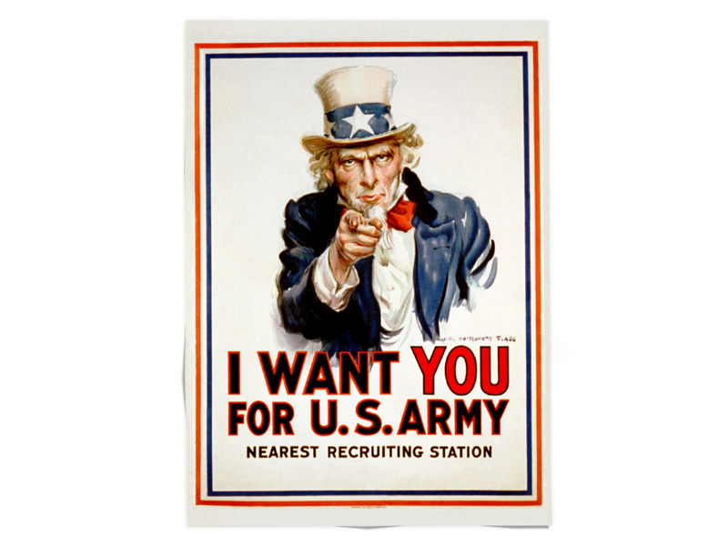 Poster 50x70 cm,  World War I,  I want you