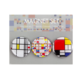 Set mit 3 runden Magneten, Piet Mondrian
