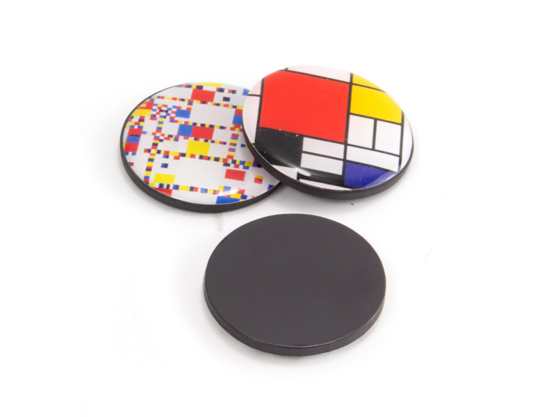Set mit 3 runden Magneten, Piet Mondriaan
