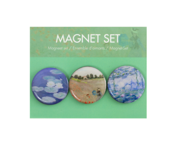 Set of 3 round magnets, Monet, Waterlilies