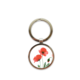 Schlüsselanhänger, Silver metall, Mohn blumen