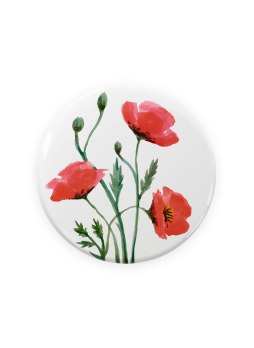 Miroir de poche,  Ø 80mm, Coquelicots