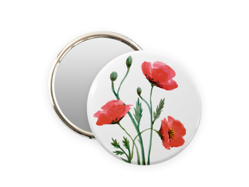 Pocket Mirror W, Ø 80 mm, Poppies