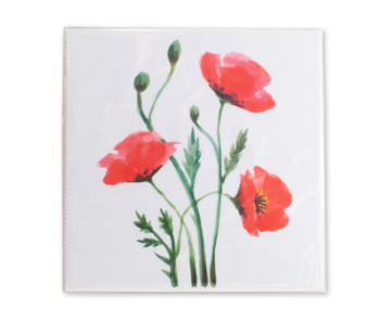 Brillenputztuch, 18x18 cm, Mohnblumen