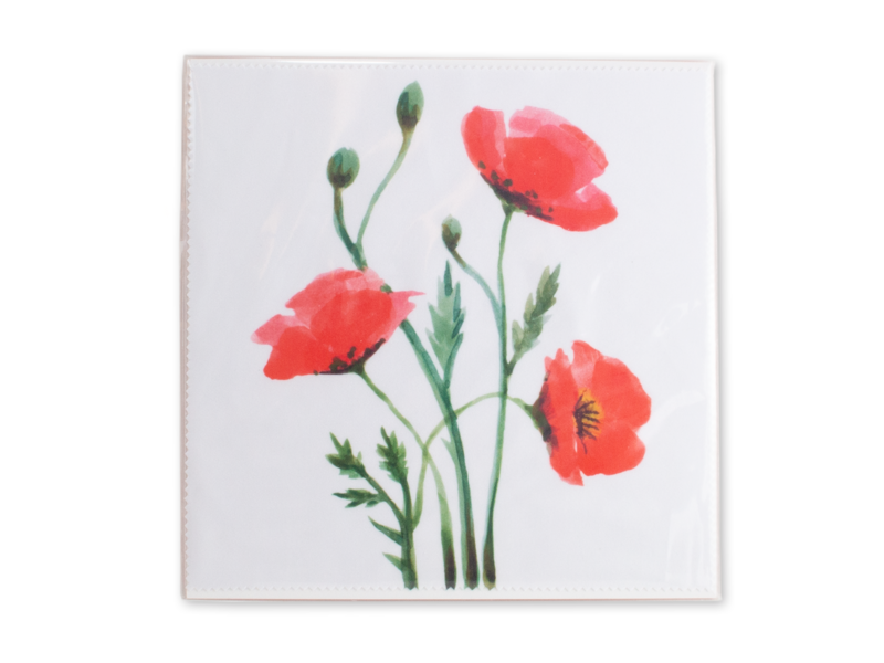 Paño de limpieza para gafas, 18x18 cm, Amapolas