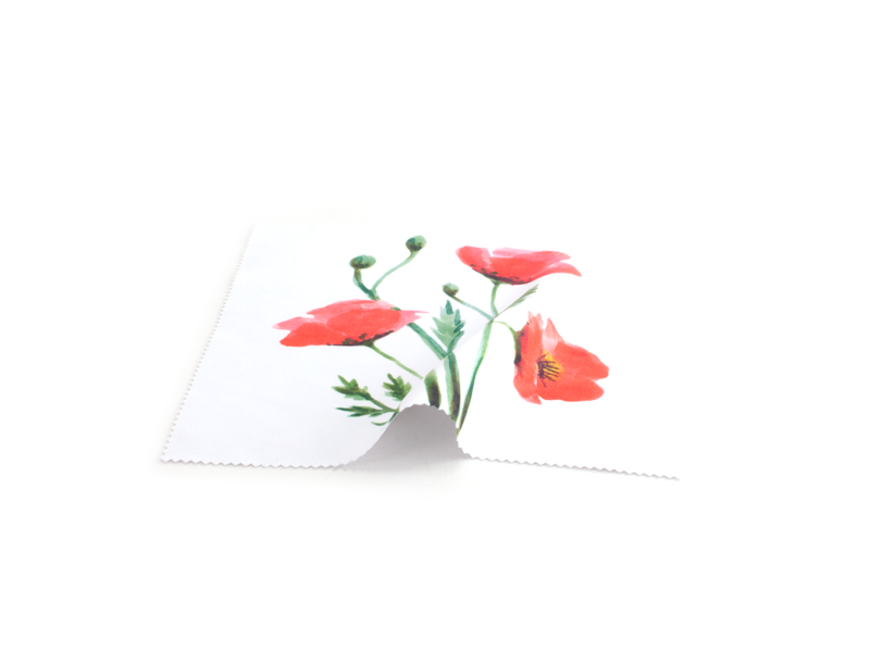 Paño de limpieza para gafas, 18x18 cm, Amapolas