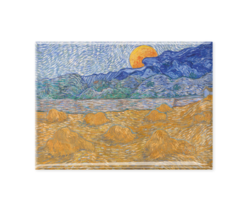 Imán de nevera XL, Van Gogh, Landscape with wheat sheaves and rising moon
