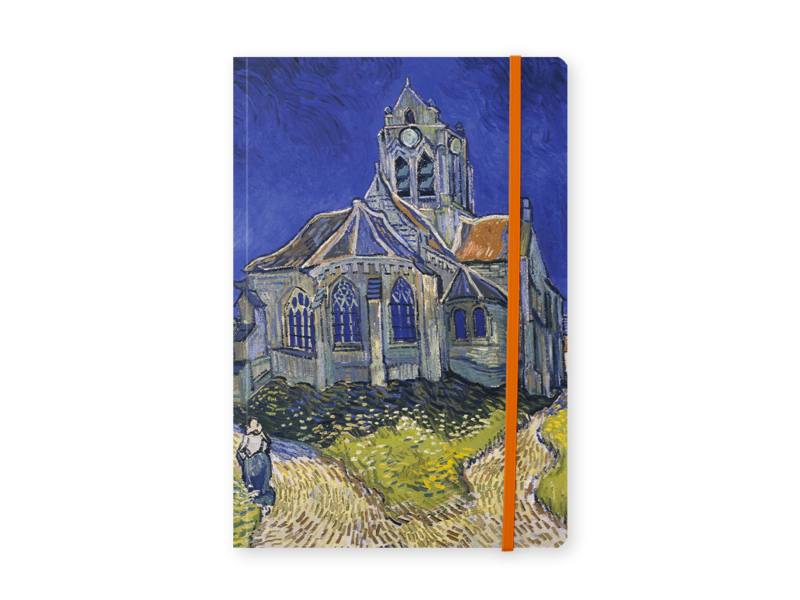 Softcover-Notizbuch, A5, Van Gogh Kirche in Auvers-sur-Oise