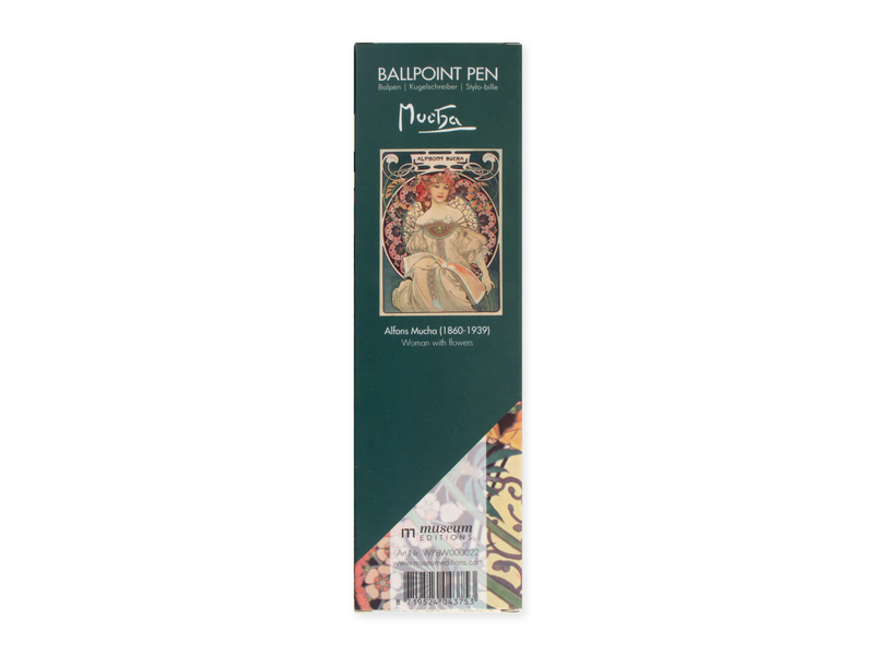 Kugelschreiber in Box,  Alfons Mucha, Frauen mit Blumendetail