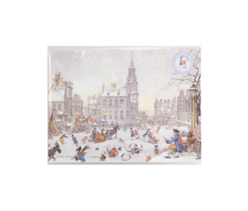 Póster, Mini A4, Anton Pieck, escena de hielo de Ámsterdam
