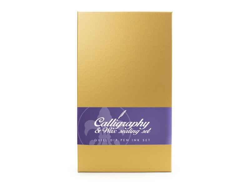 Luxe Calligraphy ink set, with wax set in light golden box