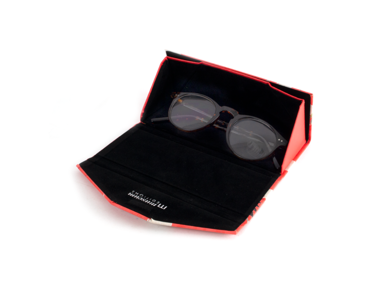 Foldable spectacle case with lens cloth , White and red cranes, Japanese birds