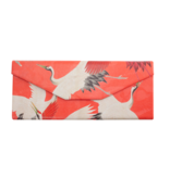 Foldable spectacle case with lens cloth , White and red cranes, Japanese birds