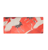 Foldable spectacle case with lens cloth , White and red cranes, Japanese birds