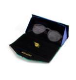 Etui à lunettes pliable,  plumes de paon
