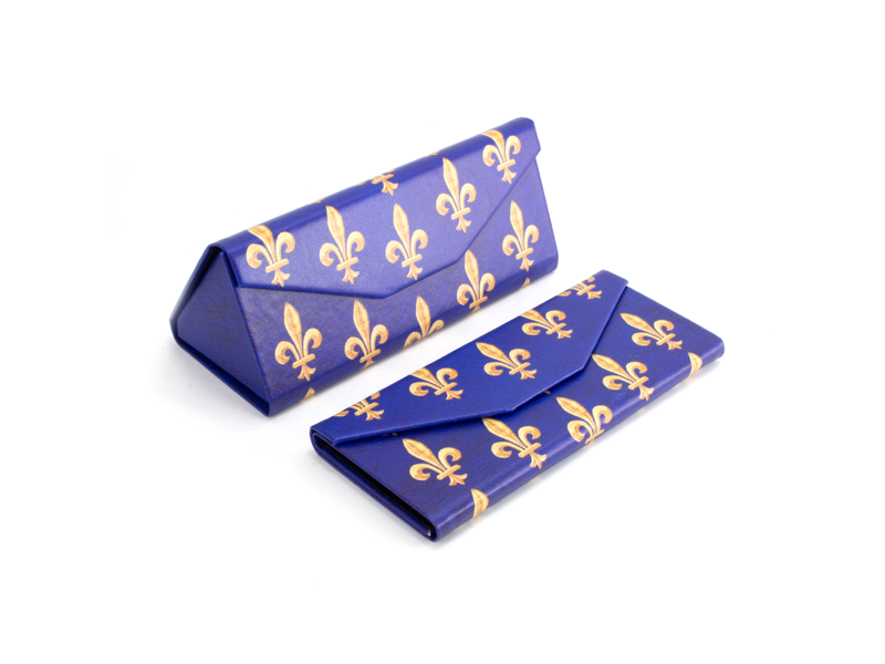 Foldable spectacle case with lens cloth ,Fleur de Lys