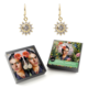 Gold plated earrings with glittering crystal stones, Frida Kahlo