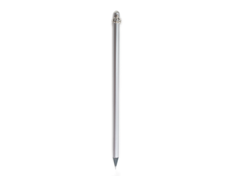 Crayon argenté avec diadème argenté et cristal blanc