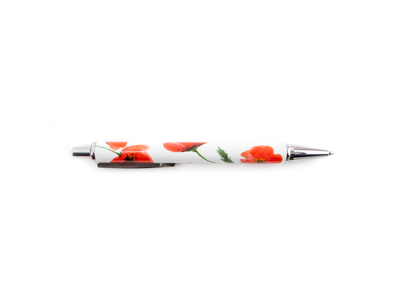 Stylo bille en boite,  Coquelicots