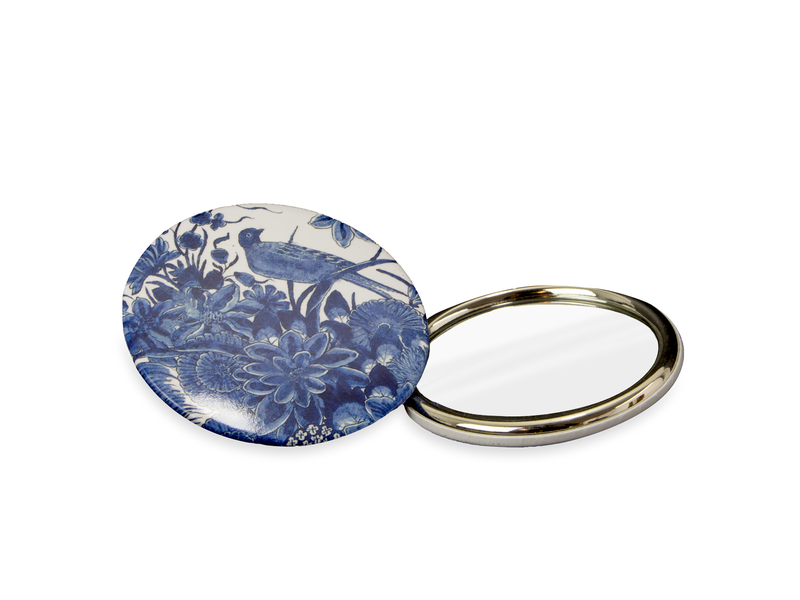 Pocket Mirror W, Ø 80 mm, Delft Blue birds, Rijksmuseum