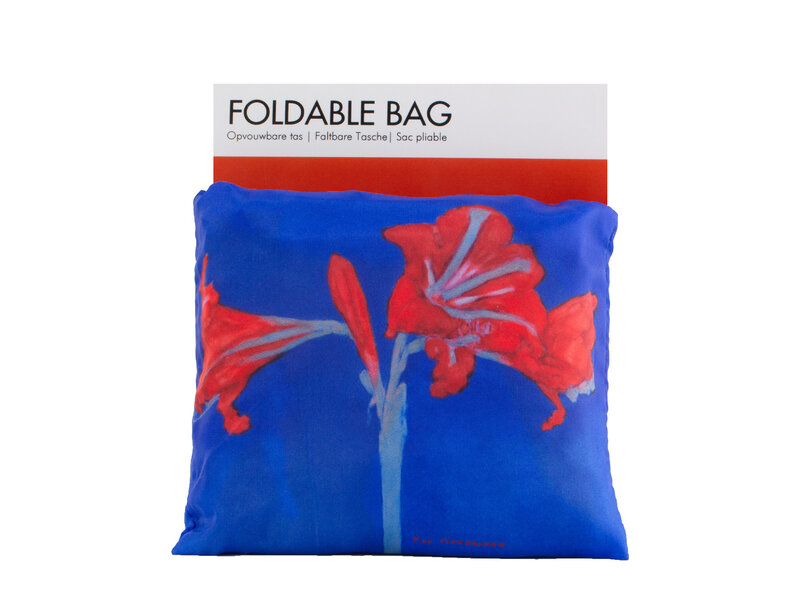 Shopper foldable , Red Amaryllis with Blue Background, Mondrian
