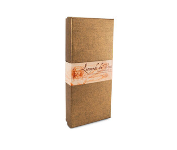 Caja de caligrafía, pluma y tintero, Leonardo Da Vinci, caja dorada