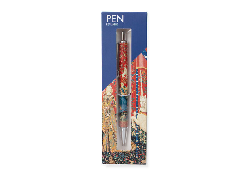Ballpen in box, Tapestry Lady with the Unicorn