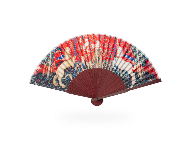 Hand waaier, Wandkleed Dame met de Eenhoorn