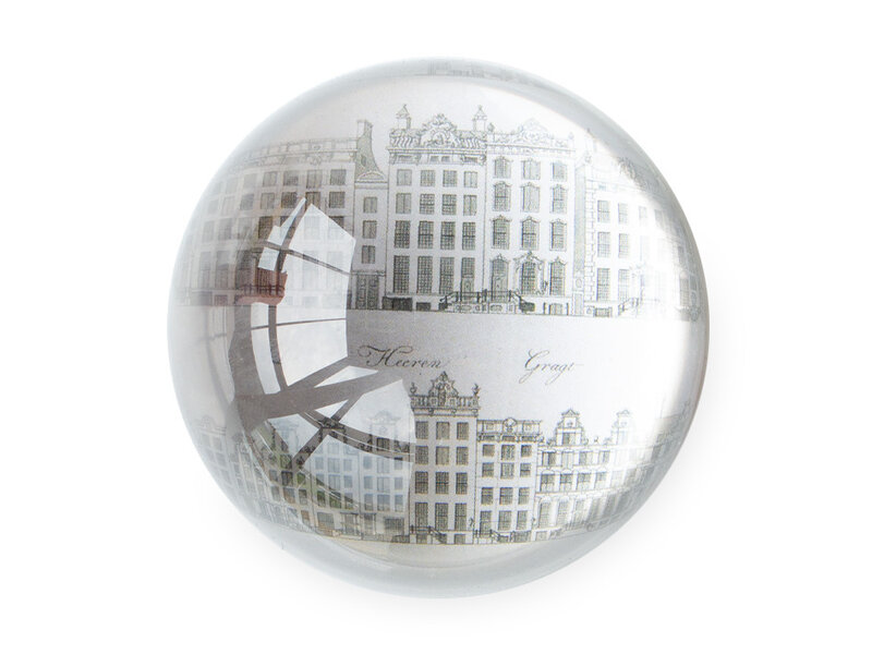 Presse-papier en verre, Maisons de canal, Amsterdam, C.P. Jacobszoon