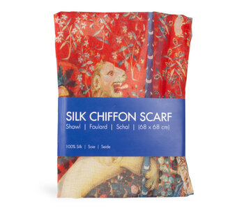 Scarf  100 % silk chiffon, Tapestry Lady with the Unicorn