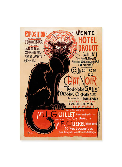 Cartel 50x70, Le chat Noir, Theophile Steinlen
