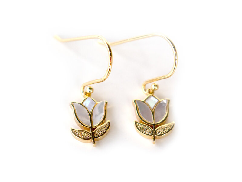 Tulip earring, gold plated