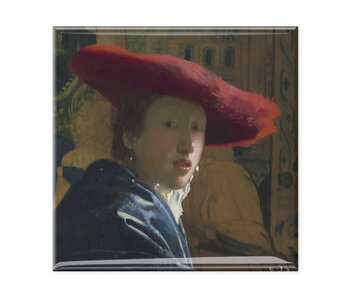 Imán para nevera,Chica con sombrero rojo, Vermeer