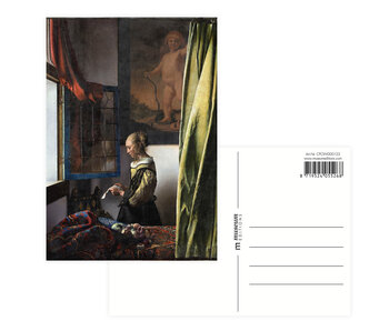 Ansichtkaart, 10 x 15 cm, Meisje leest brief bij open venster, Vermeer