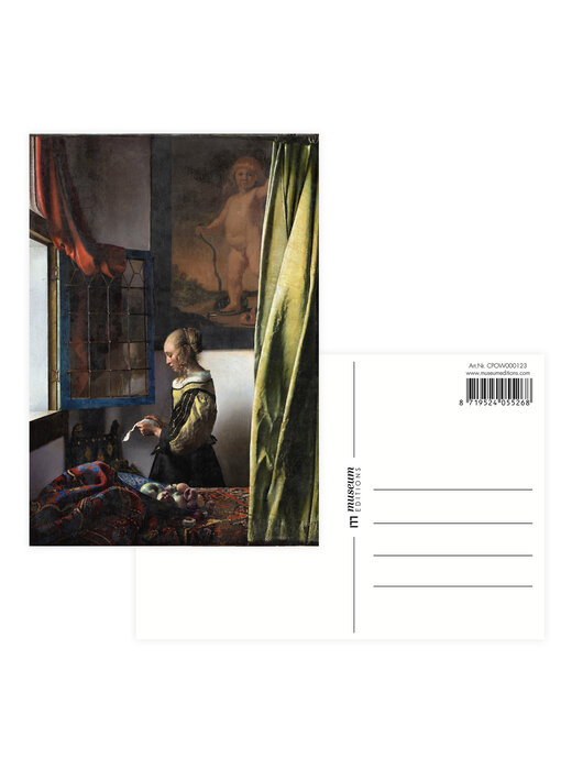 Carte postale, 10 x 15 cm, Fille lisant une lettre à la fenêtre ouverte, Vermeer