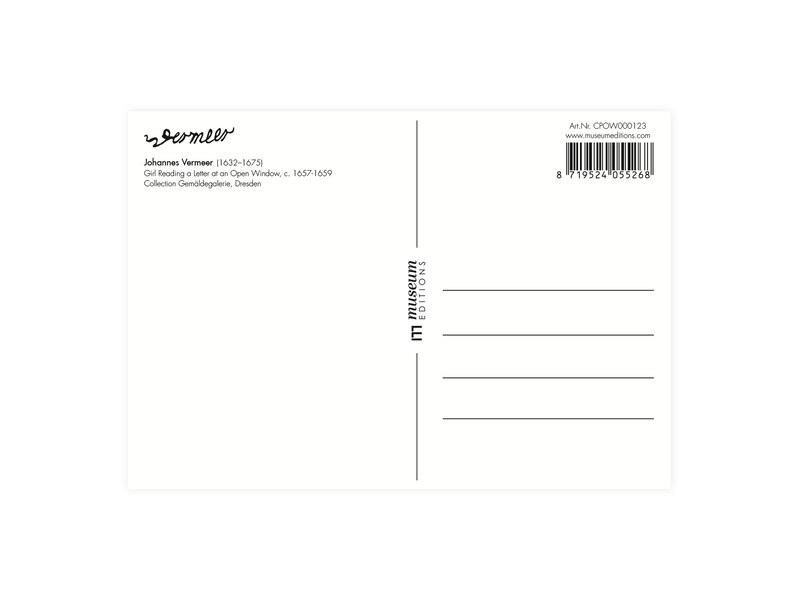 Postkaart , Brieflezend meisje bij open venster