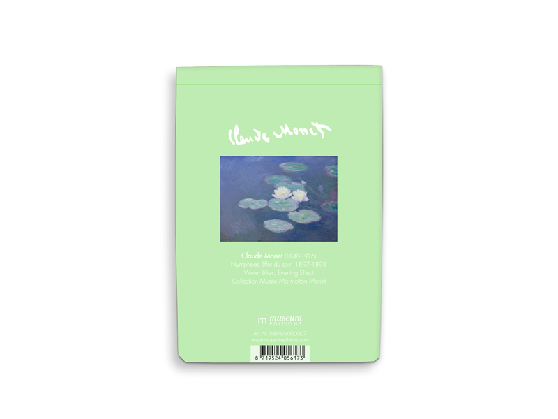 Blank blocnote A6, Claude Monet, Waterlilies by evening light