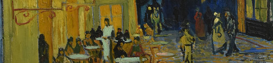 Terraza de café por la noche